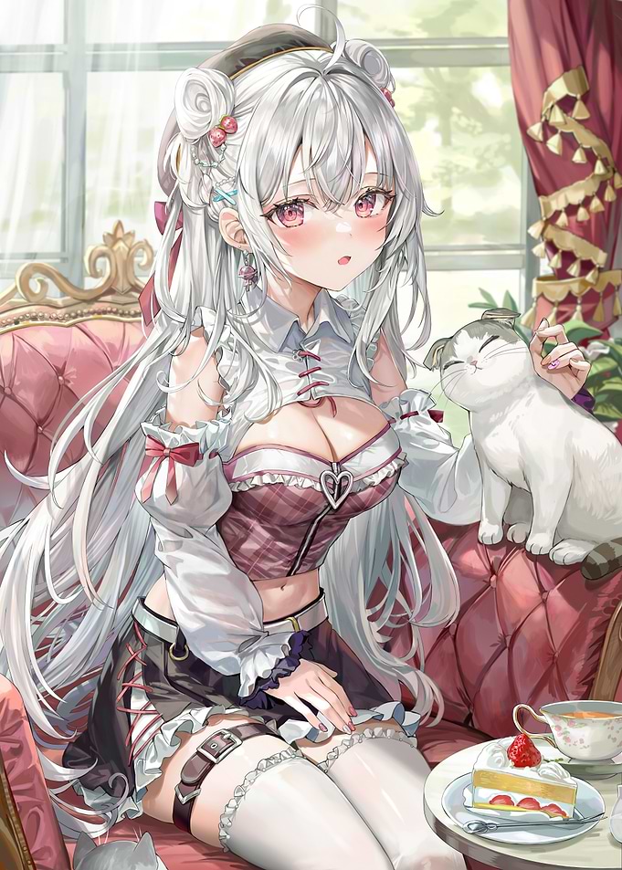 Girl with Cat and Cake