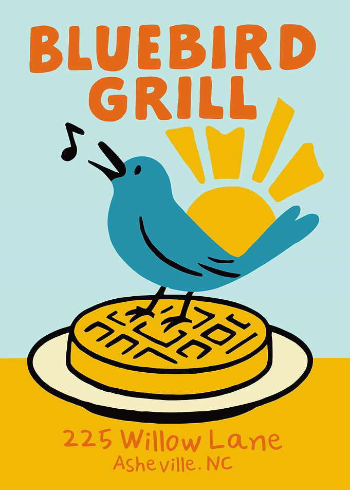 Bluebird Grill American Diner Poster
