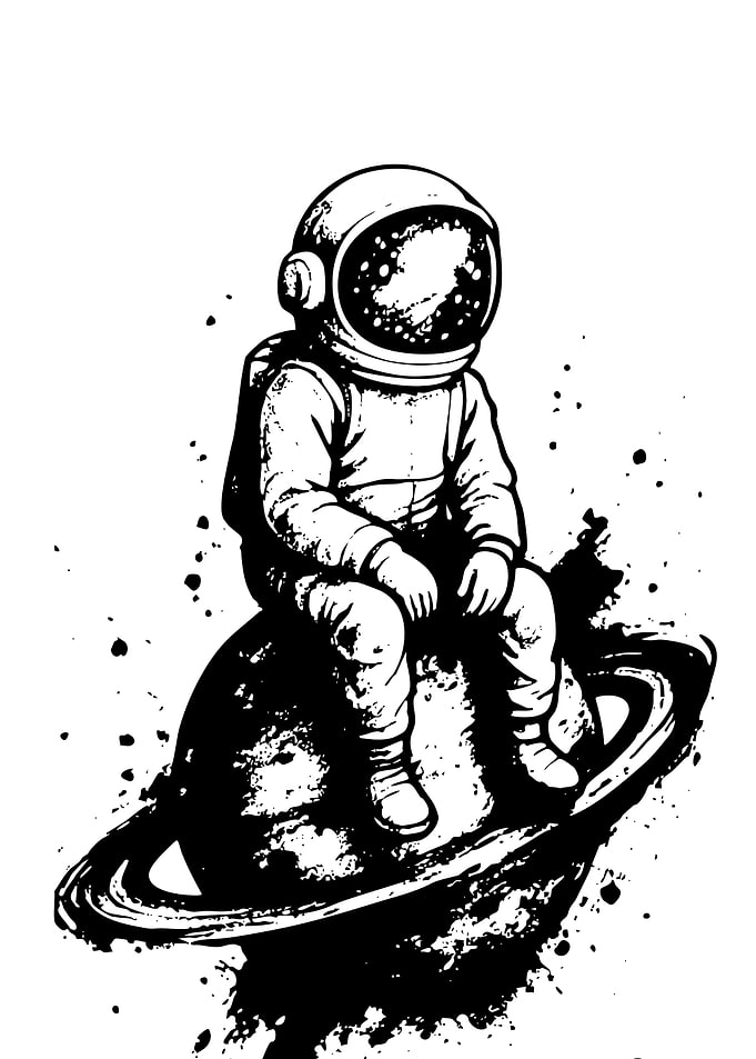 Astronaut Sitting on Planet Illustration