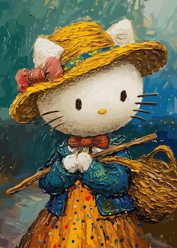 Hello Kitty in a Straw Hat