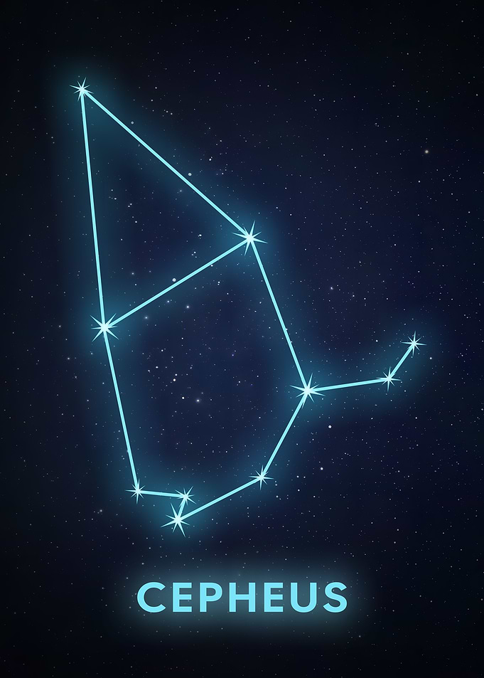 Cepheus Constellation on Starry Background