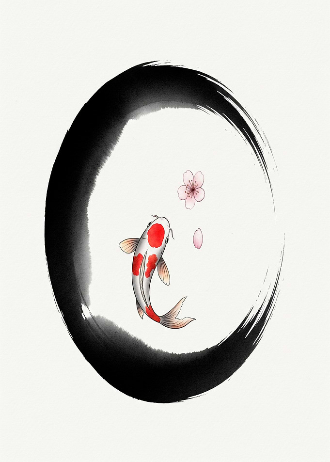 Koi Fish and Enso Circle Art