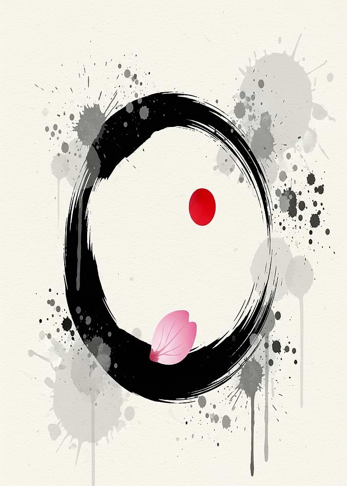 Enso Circle with Cherry Blossom Petal