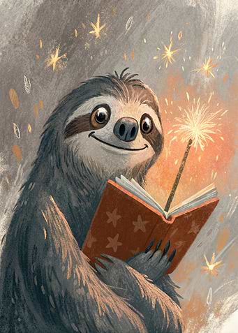 Sloth with Sparkler and Star Book