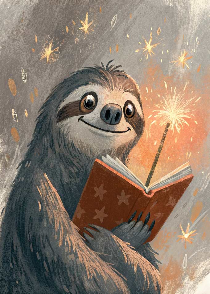 Sloth with Sparkler and Star Book