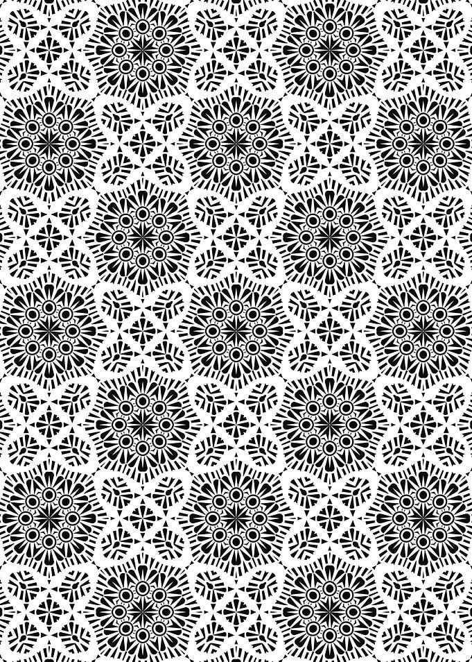 Octagon Medallion and Floral Leaf Symmetric Pattern