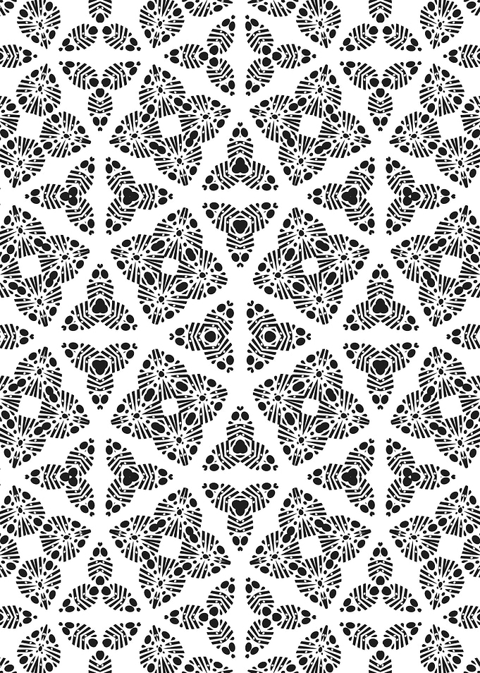 Geometric Floral Three Leaf Pattern