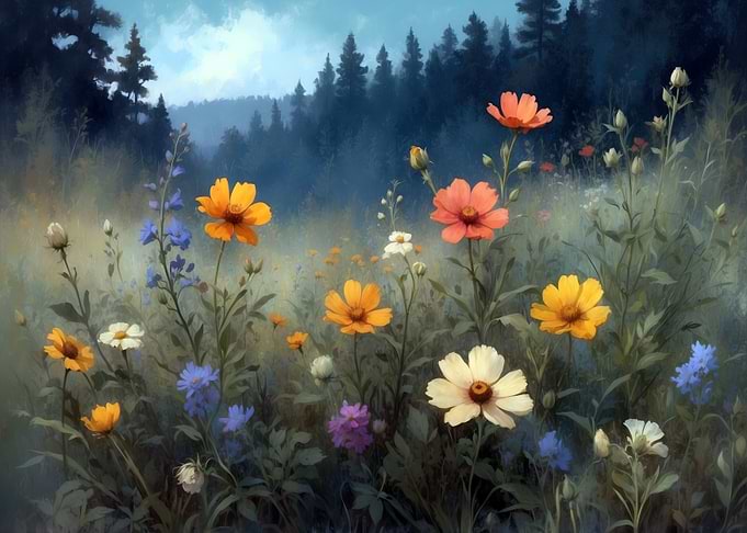 Floral Meadow Painting