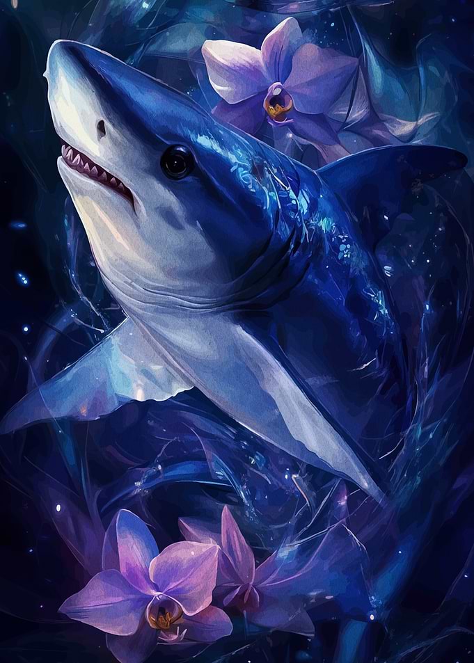 Shark with Orchids