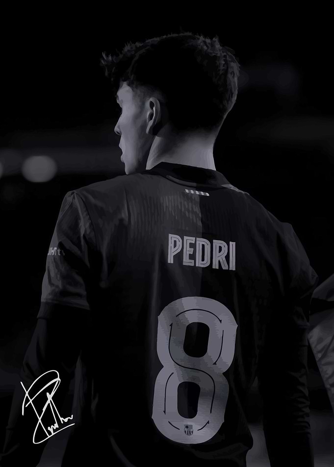 Pedri Soccer Player Black and White