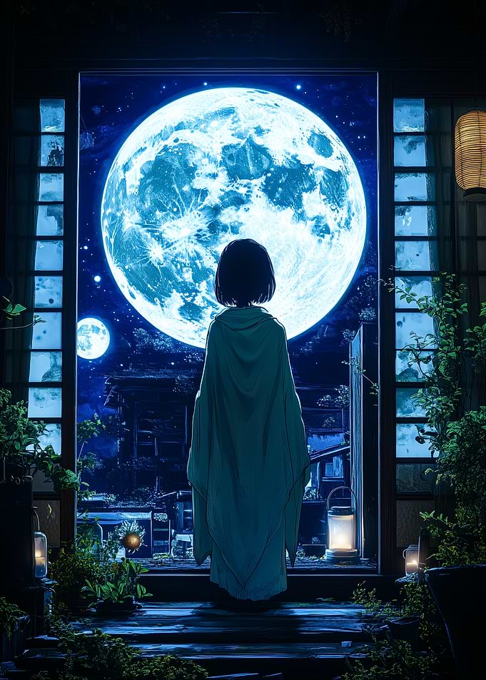 Girl Gazing at the Moon