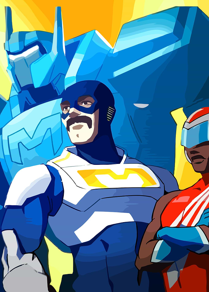 Cartoon Superhero Team Illustration
