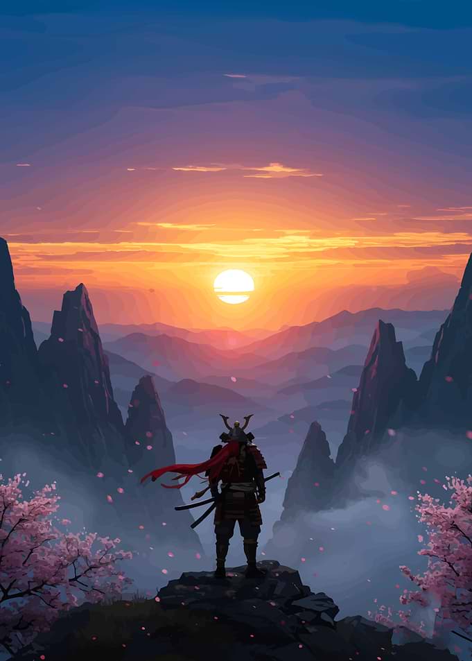 Samurai Sunset Landscape