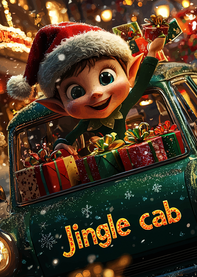 Christmas Elf in Jingle Cab