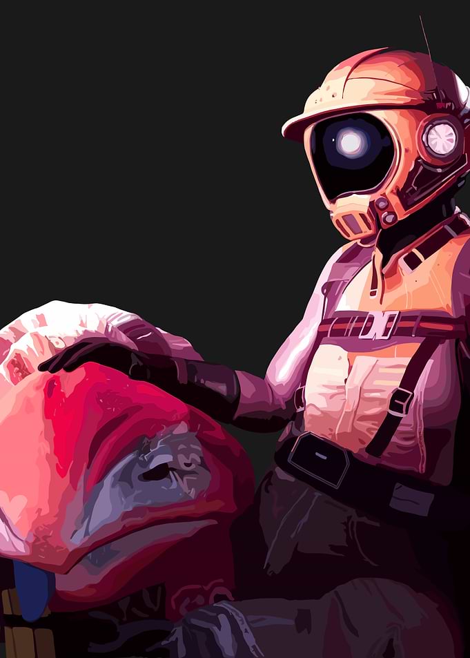Astronaut and Alien Encounter