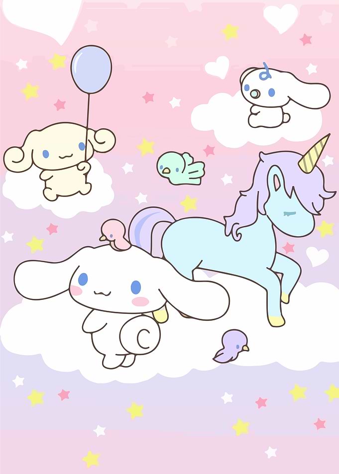 Cinnamoroll and Unicorn Cartoon Illustration