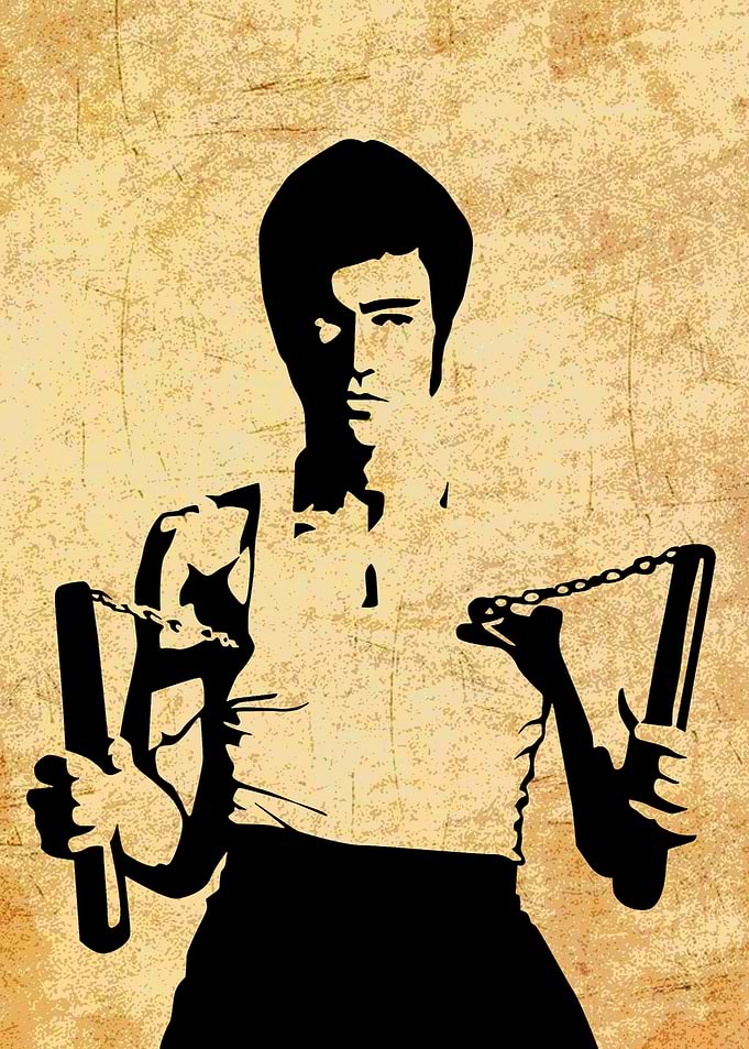 Bruce Lee with Nunchucks Art