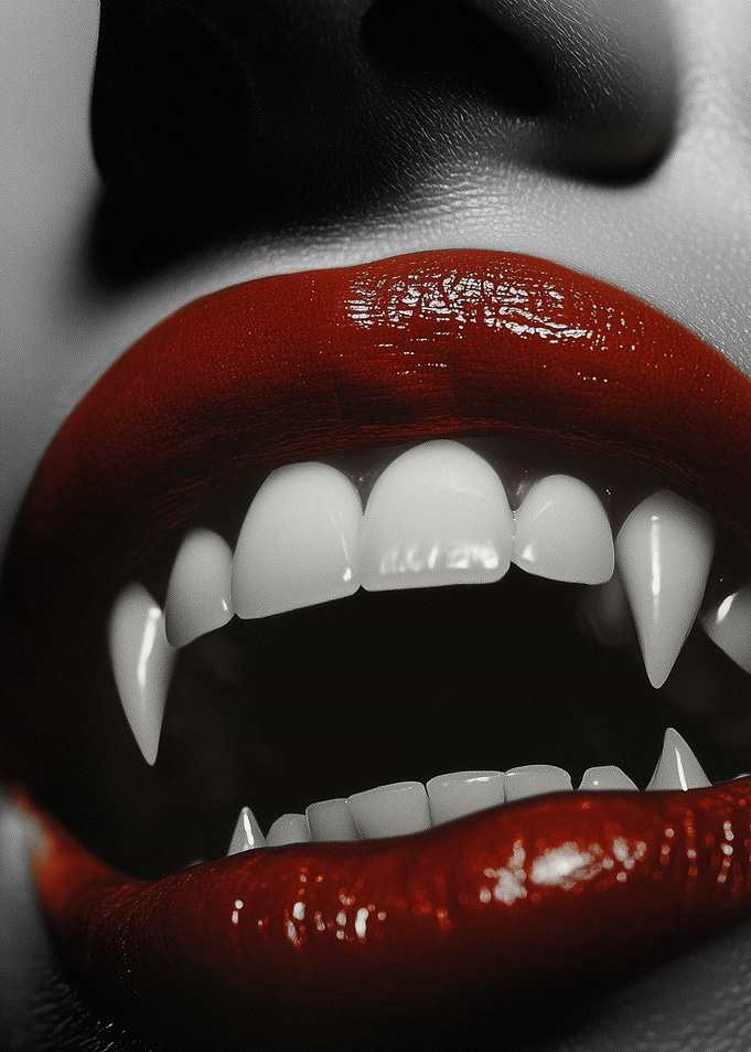 Vampire Fangs and Red Lips