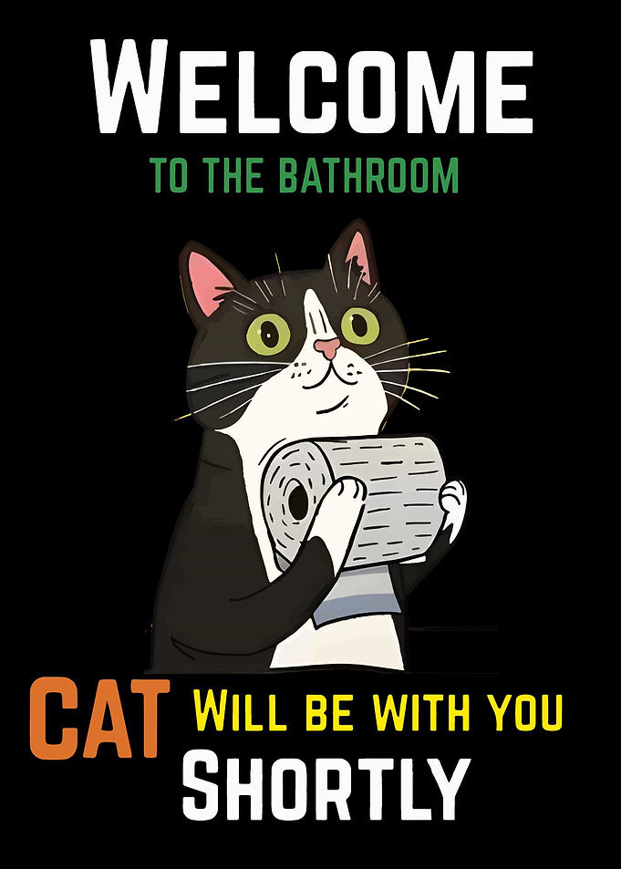 Welcome to the Bathroom Cat Art