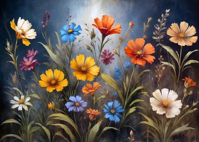 Colorful Wildflower Meadow Painting