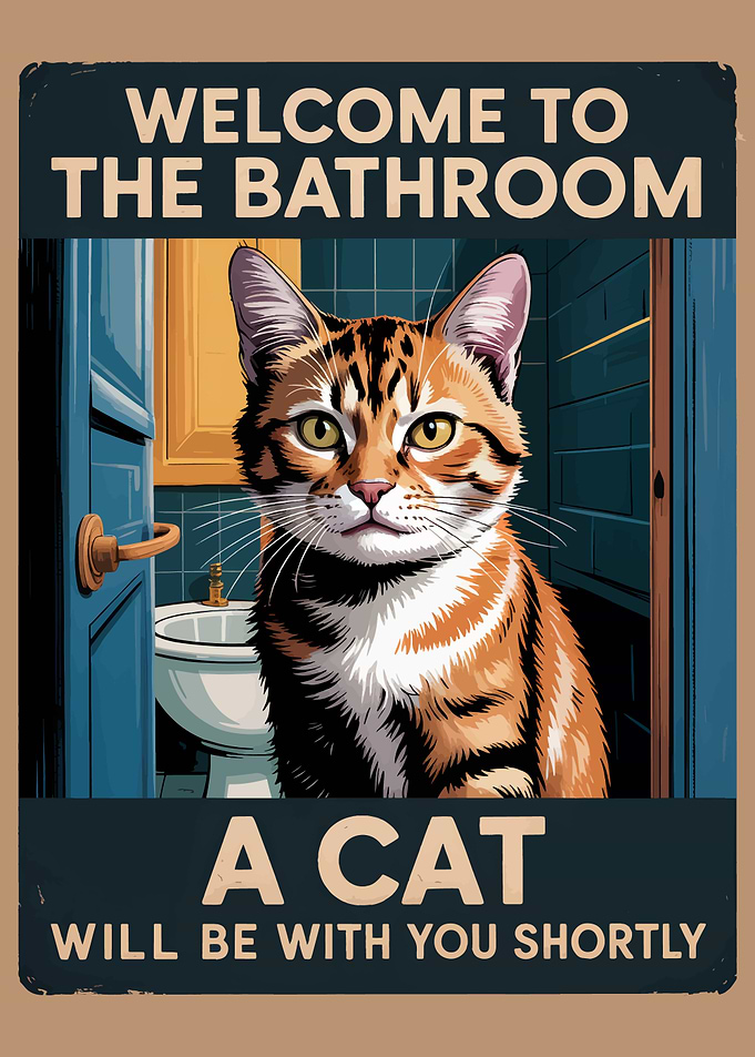 Welcome to the Bathroom Cat Poster