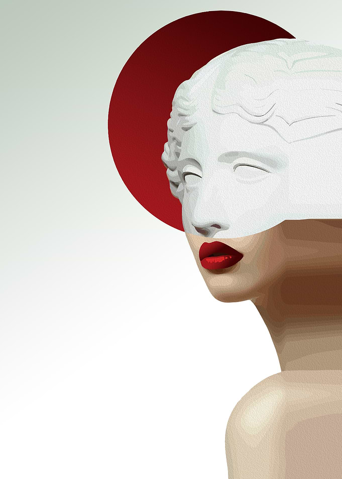 Statue Woman with Red Circle