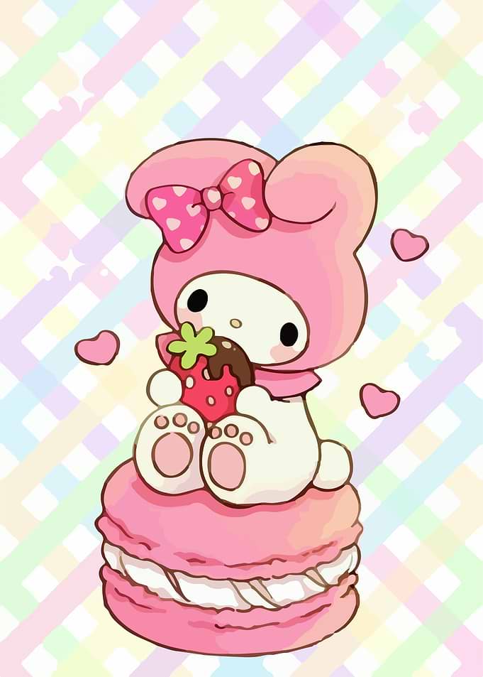 My Melody with Strawberry on Macaron