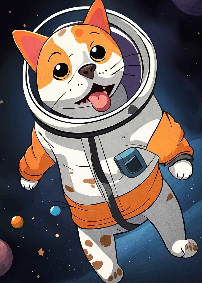 Astronaut Cat Space Cartoon
