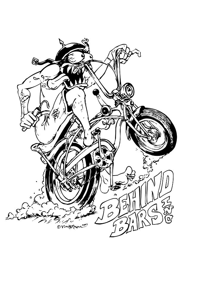 Cartoon biker doing a wheelie