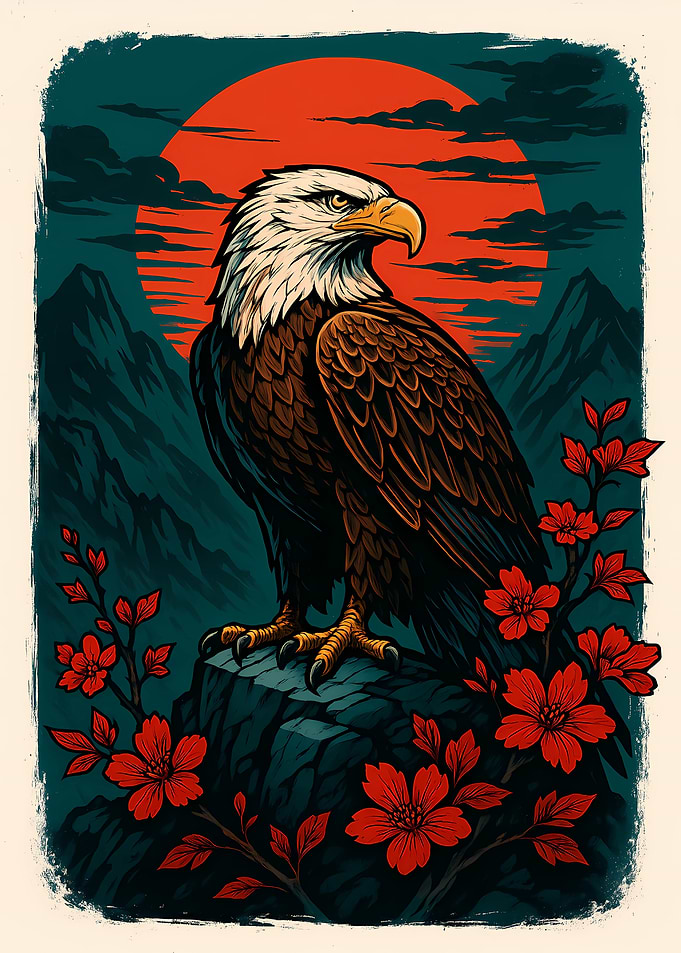 Eagle and Cherry Blossoms Art