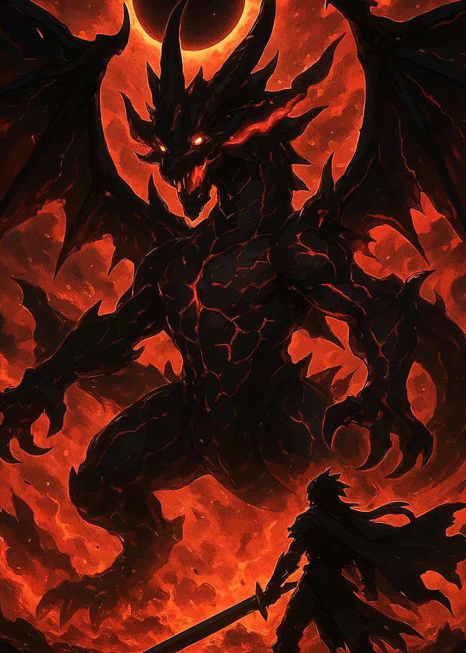 Dragon Warrior Fiery Landscape