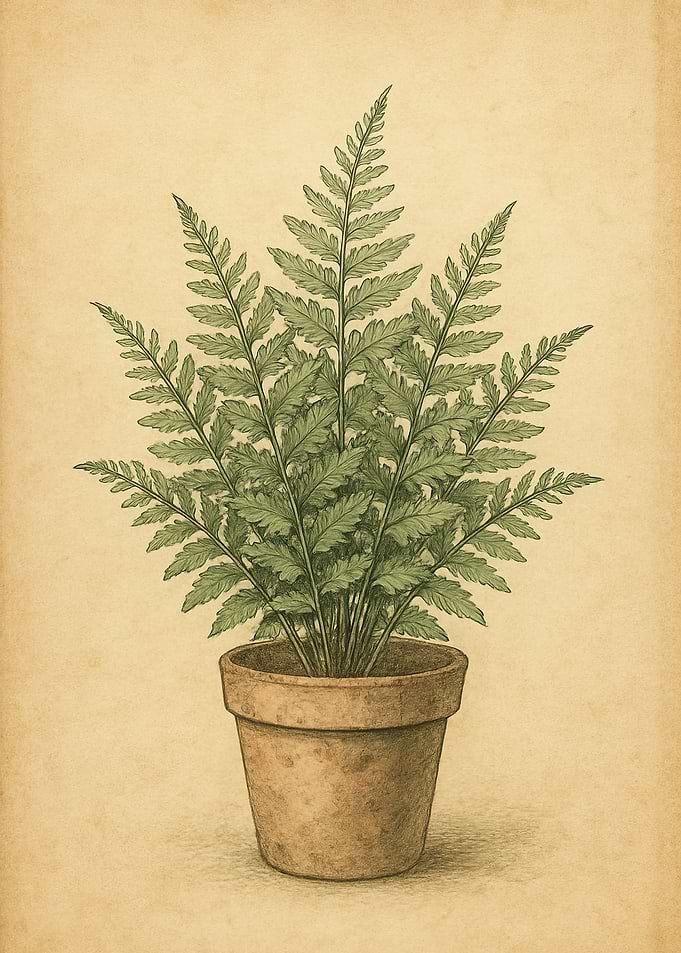 Vintage Potted Fern Sketch