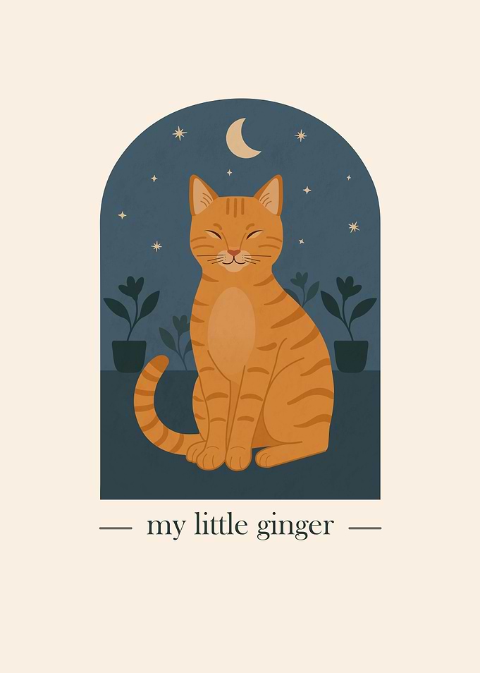 My Little Ginger Orange Cat Illustration