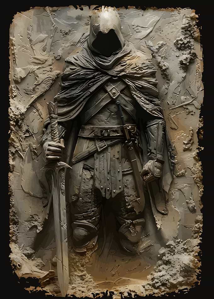 Hooded Warrior Bas-Relief