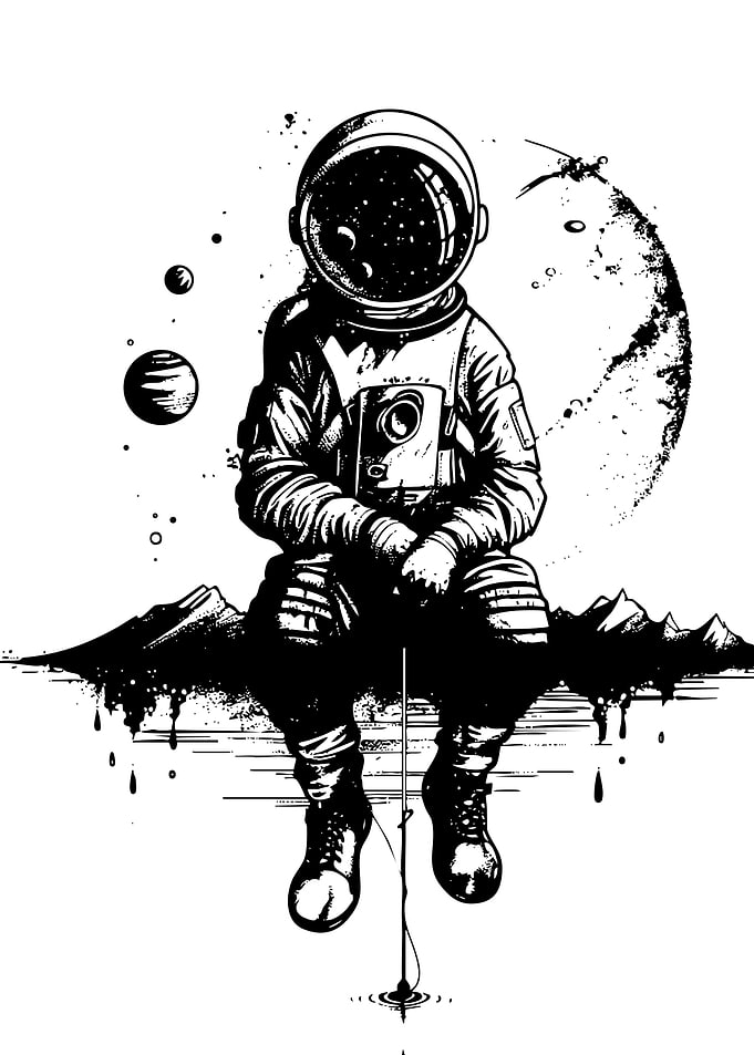 Astronaut Fishing in Space