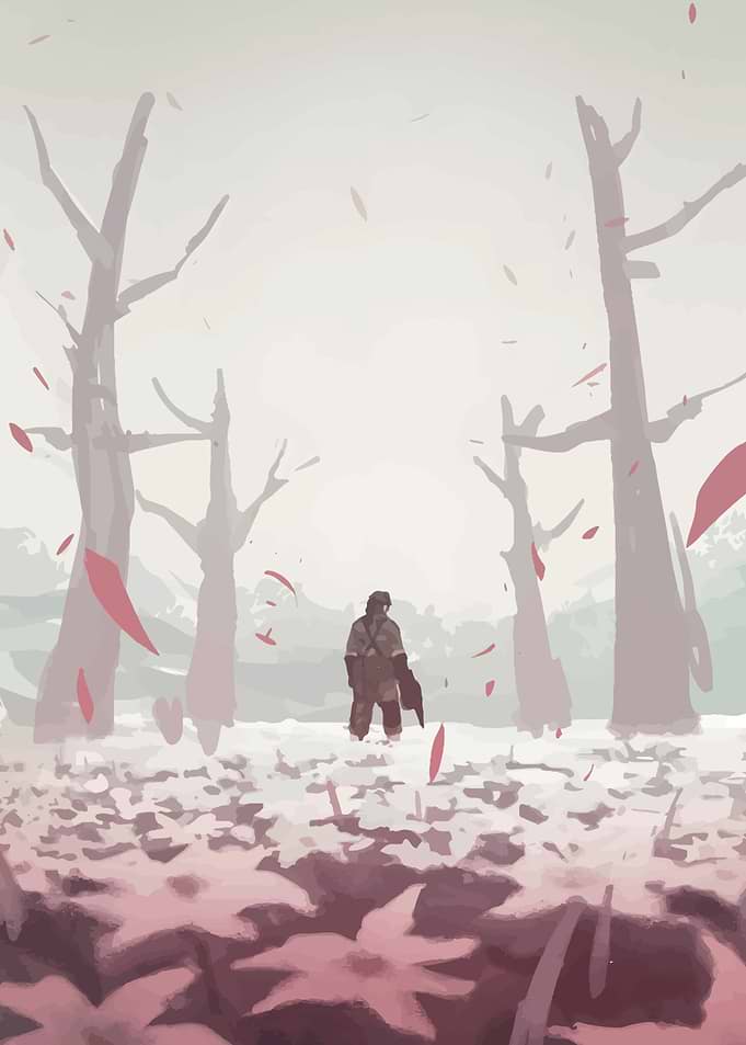 Solitary Figure in a Sparse Landscape