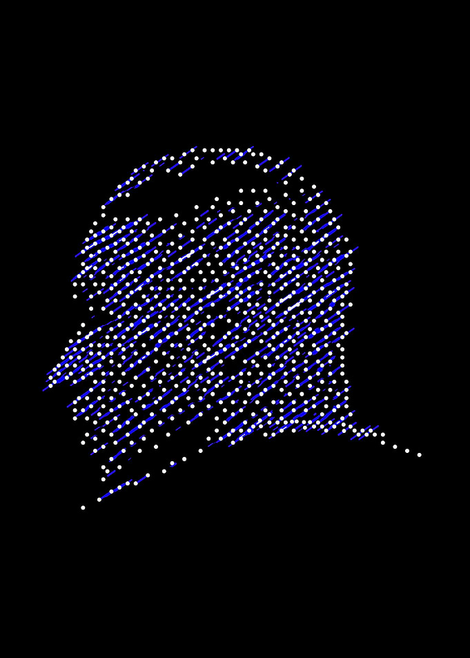 Abstract Profile Portrait with Dots and Lines