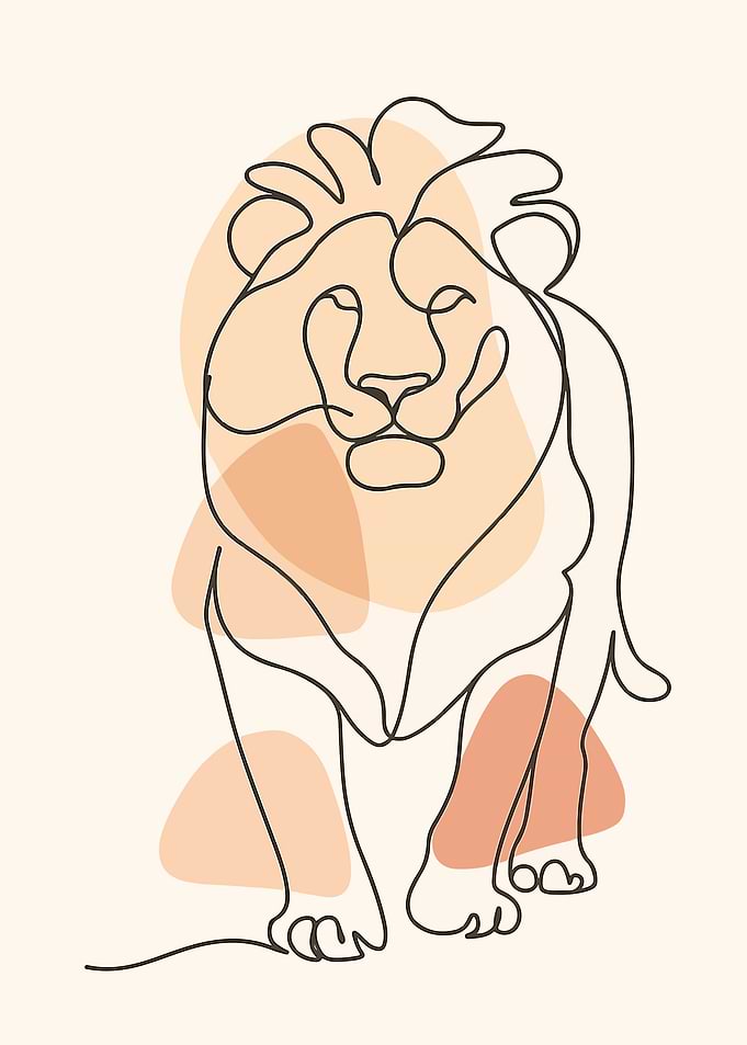 Minimalist Lion Line Art