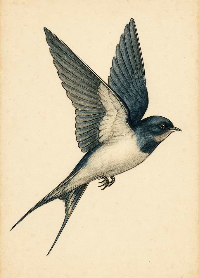 Vintage Swallow Bird Illustration