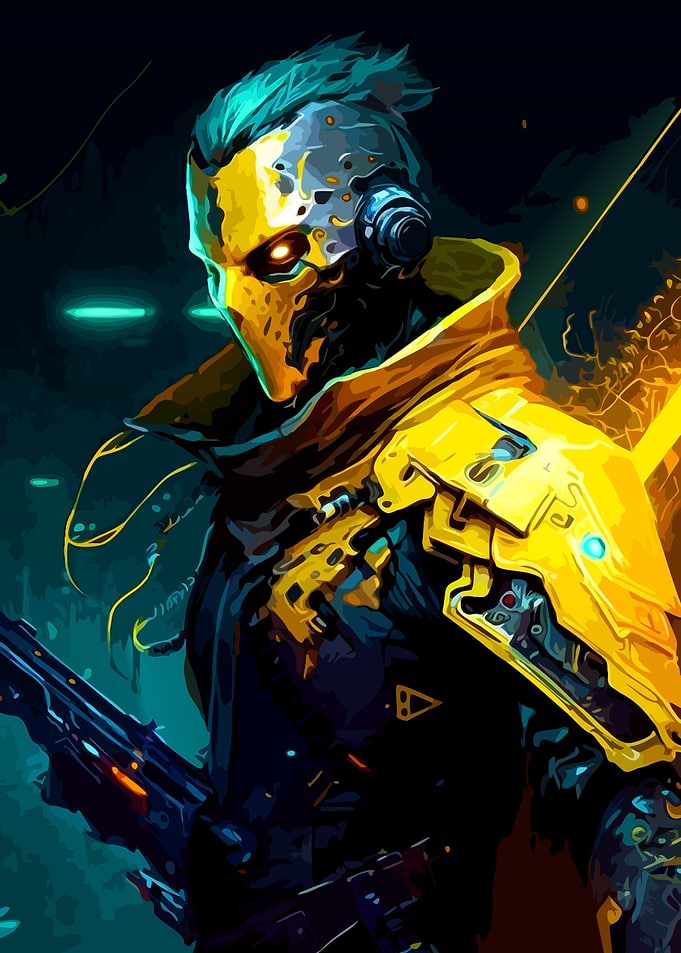 Cyberpunk Warrior with Glowing Eyes