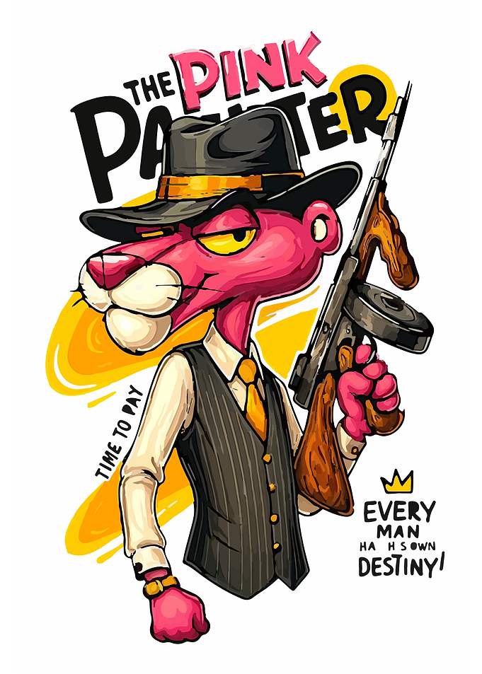 Pink Panther Gangster with Tommy Gun