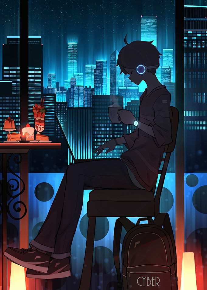 Cyberpunk Cafe Scene