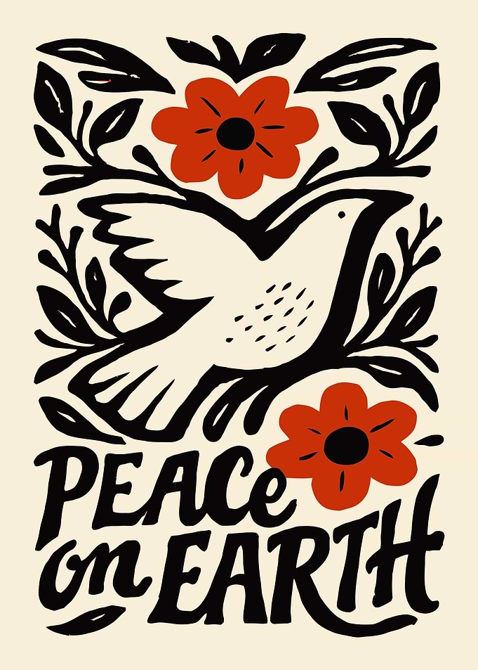 Peace on Earth Dove and Flowers