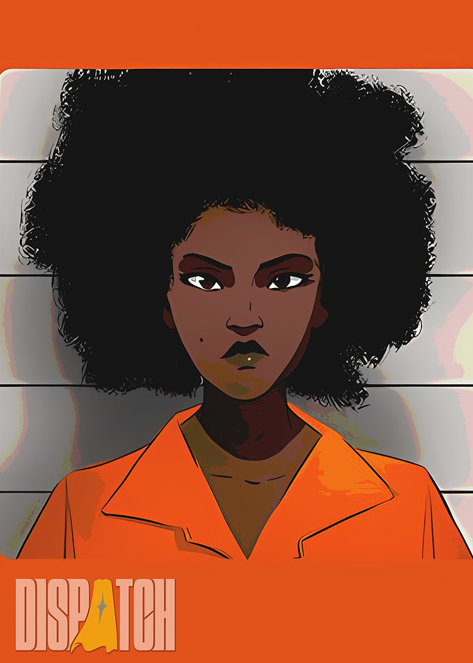 Cartoon Woman in Orange Jumpsuit