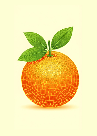 Mosaic Orange with Leaves