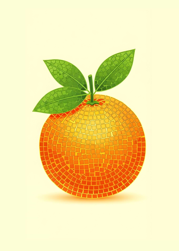 Mosaic Orange with Leaves