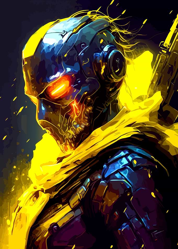 Futuristic Warrior with Glowing Eyes