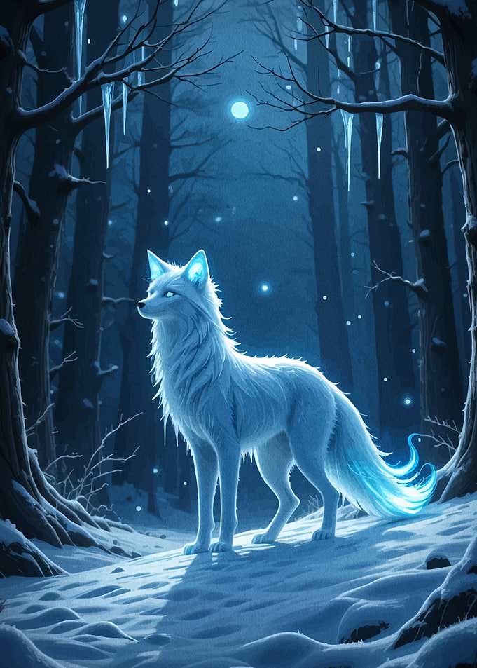 Winter Fox in Snowy Forest
