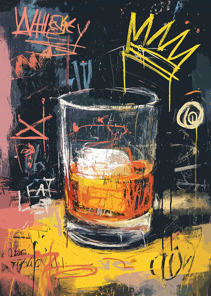 Whiskey Glass Abstract Art
