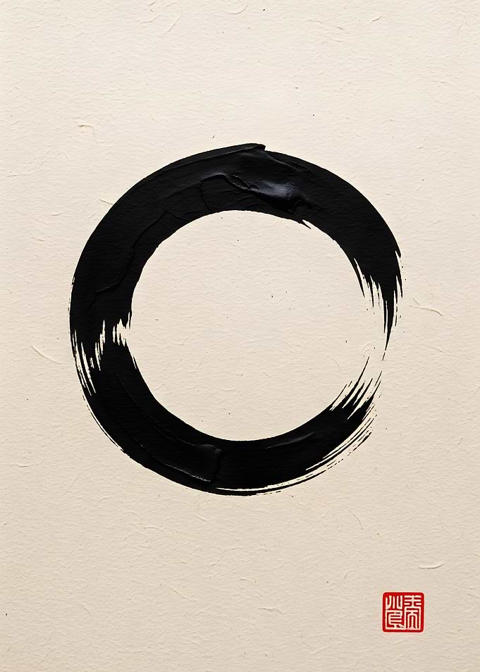 Enso Circle Black Ink Painting